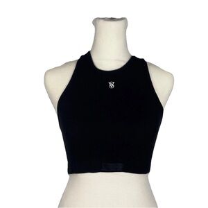 Victoria Secret Women Top Small Black Cropped Ribbed Racerback Tank Bralette